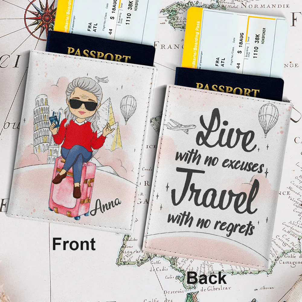 Travel With No Regrets - Personalized Custom Passport Cover - Image 2