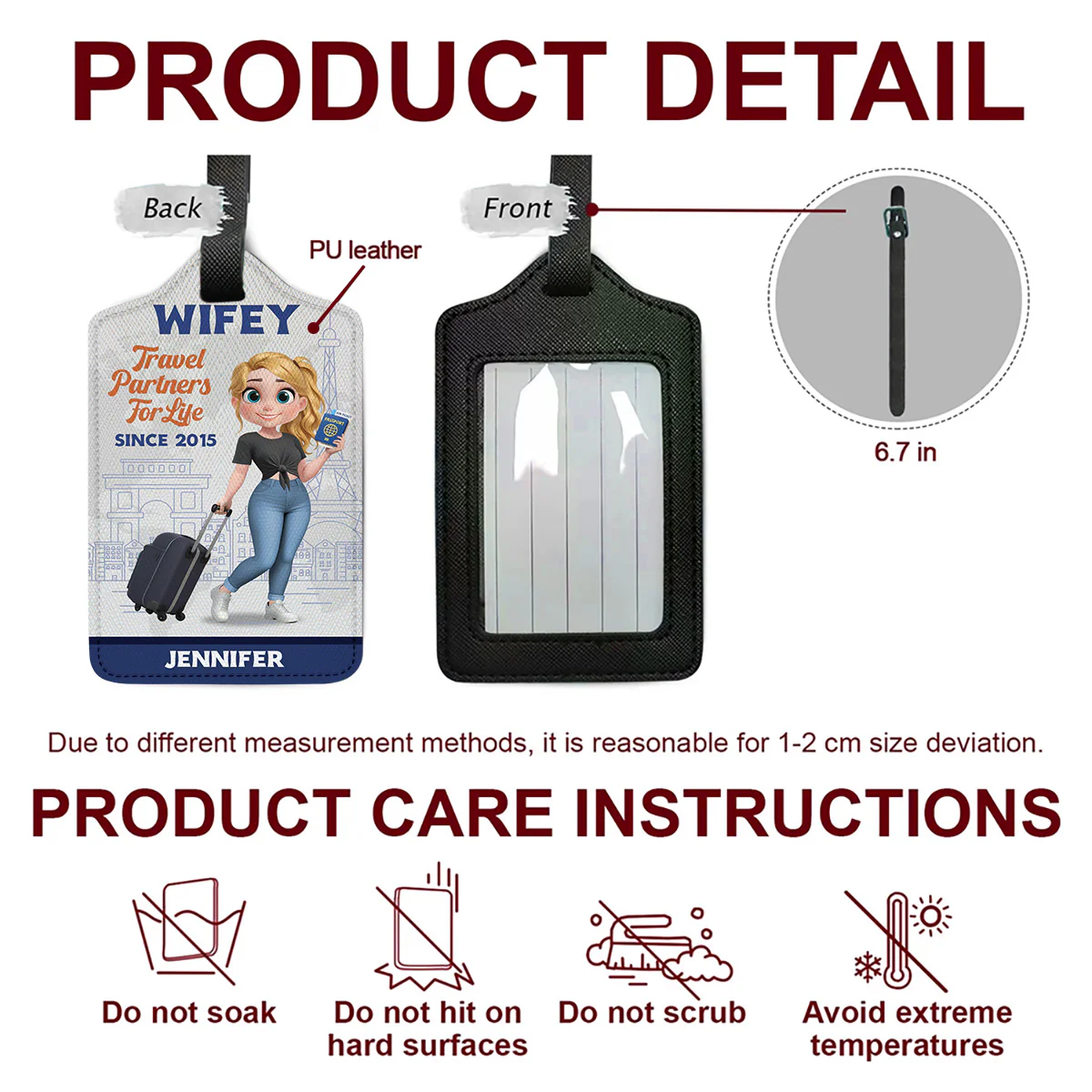 Traveling Couple Cartoonize - Personalized Custom Luggage Tag - Image 5