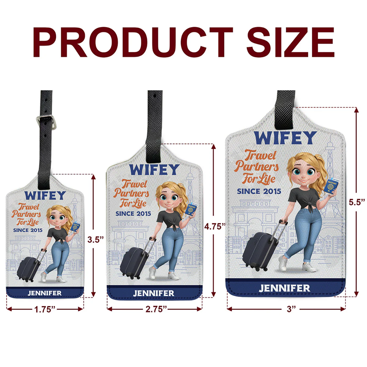 Traveling Couple Cartoonize - Personalized Custom Luggage Tag - Image 6