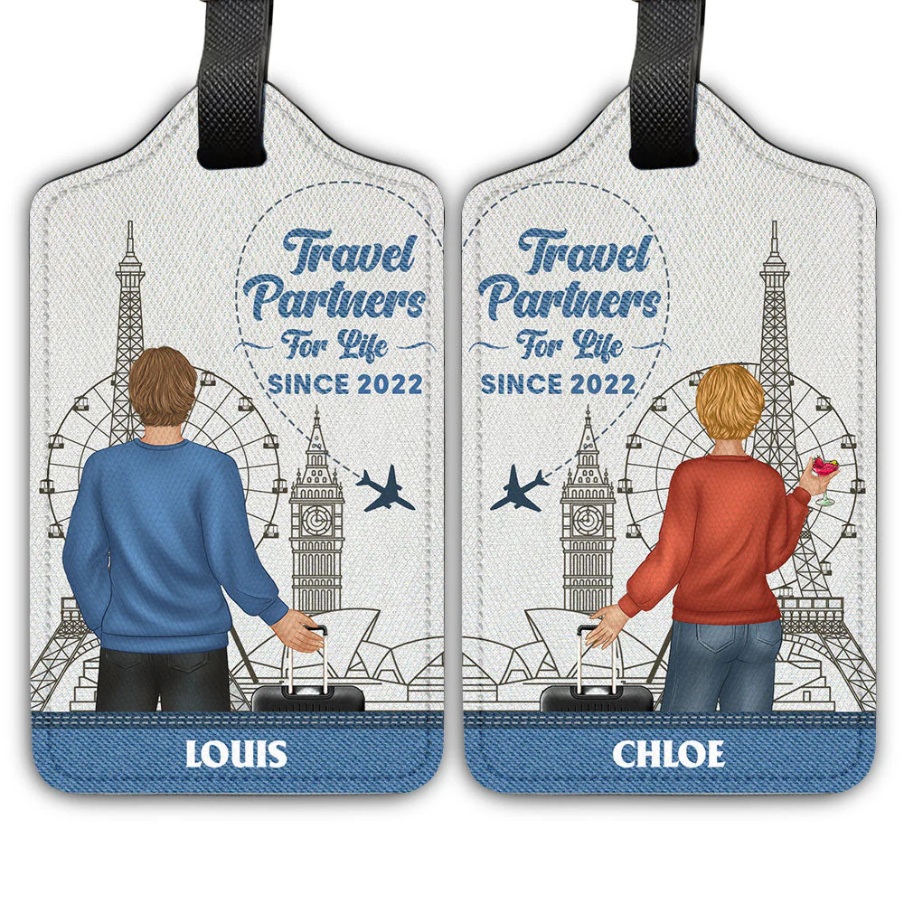 Traveling Couple - Gift For Traveling Lovers - Personalized Luggage Tag - Image 2