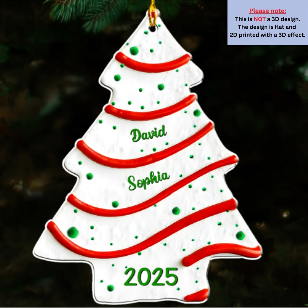 Tree Cake Custom Name - Personalized Custom 3D Effect Acrylic Ornament - Image 7