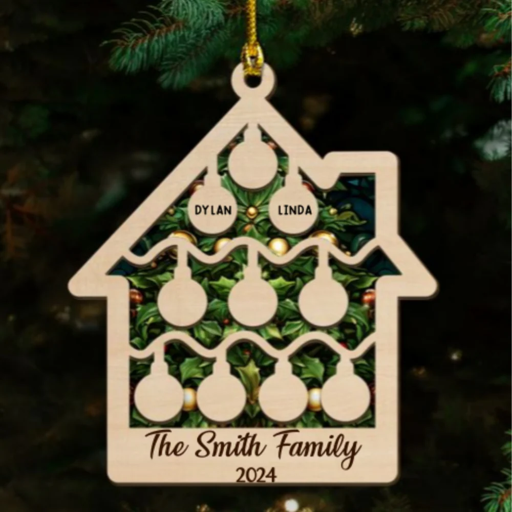 Tree Family Christmas - Personalized Custom 2-layered Wood Ornament - Image 6