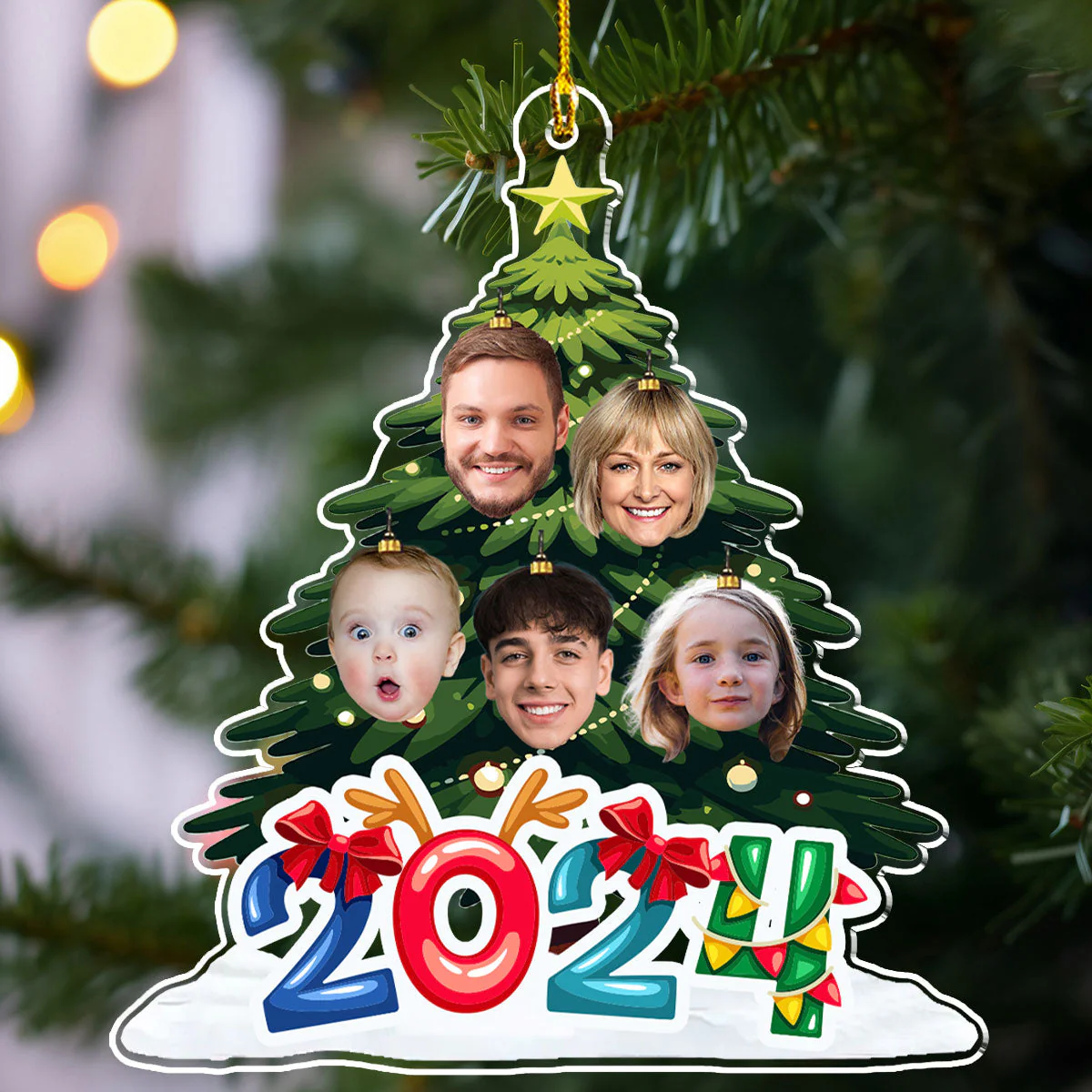 Tree Family Christmas - Personalized Custom Acrylic Ornament - Image 5