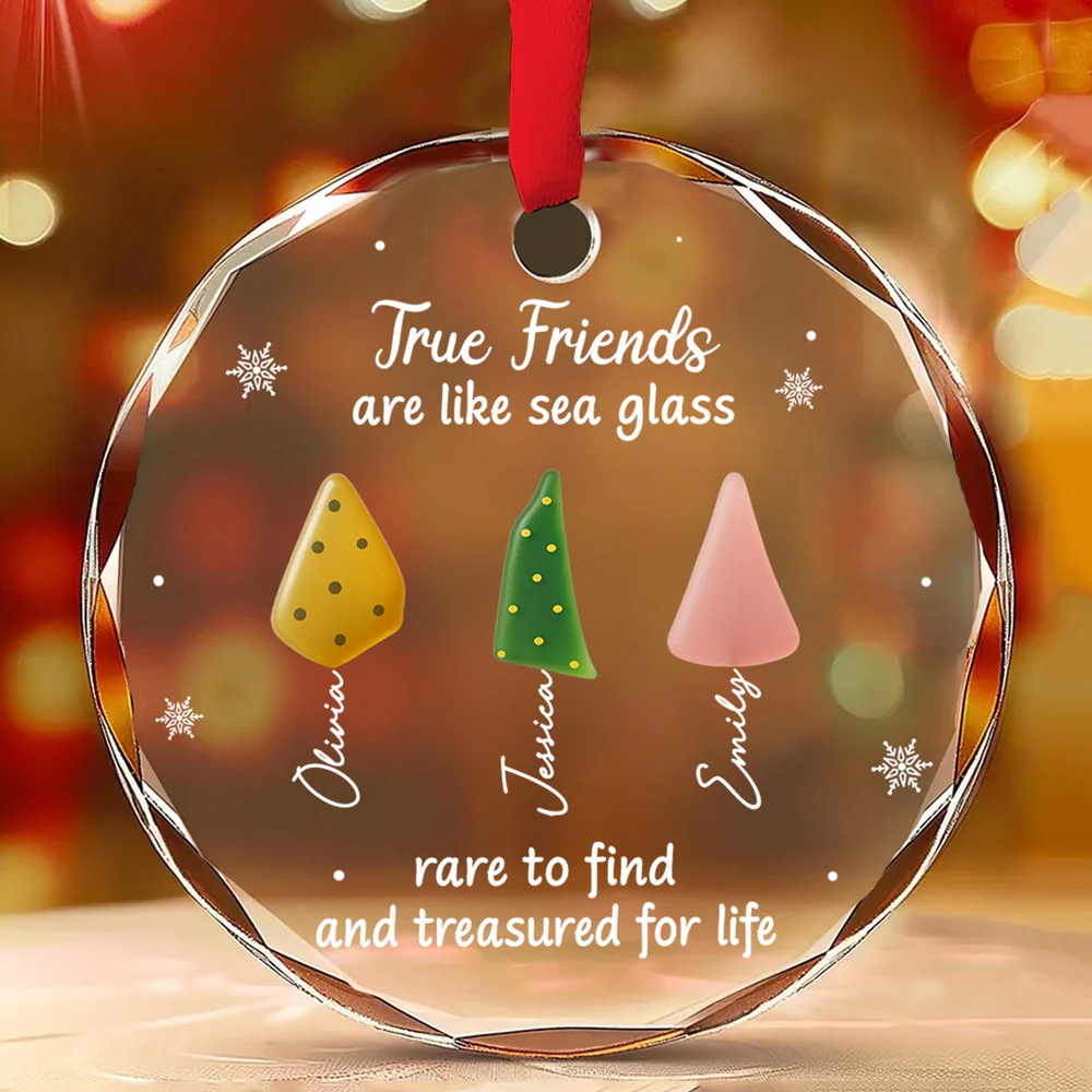 True Friend Are Like Sea Glass - Personalized Custom Glass Ornament - Image 2