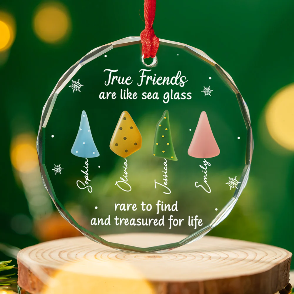 True Friend Are Like Sea Glass - Personalized Custom Glass Ornament - Image 3