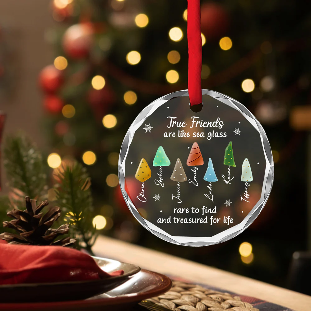 True Friend Are Like Sea Glass - Personalized Custom Glass Ornament - Image 4
