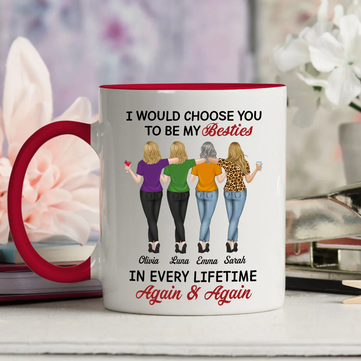 True Friends Always - Personalized Custom Accent Mug - Image 5