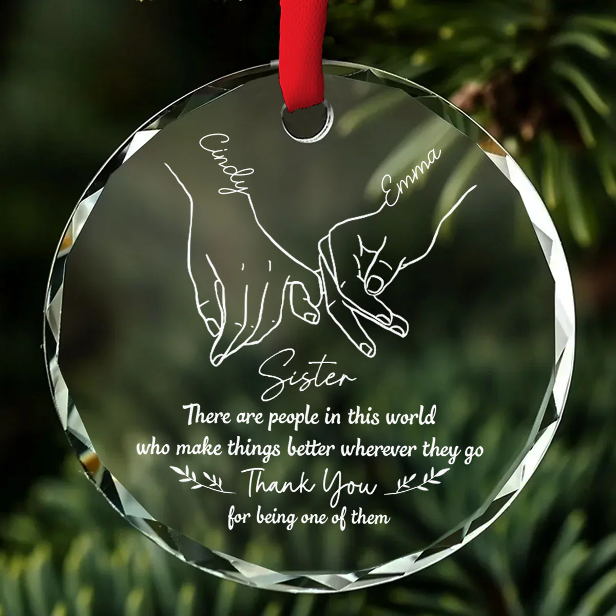 True Friends Are Great Riches - Personalized Custom Glass Ornament - Image 2