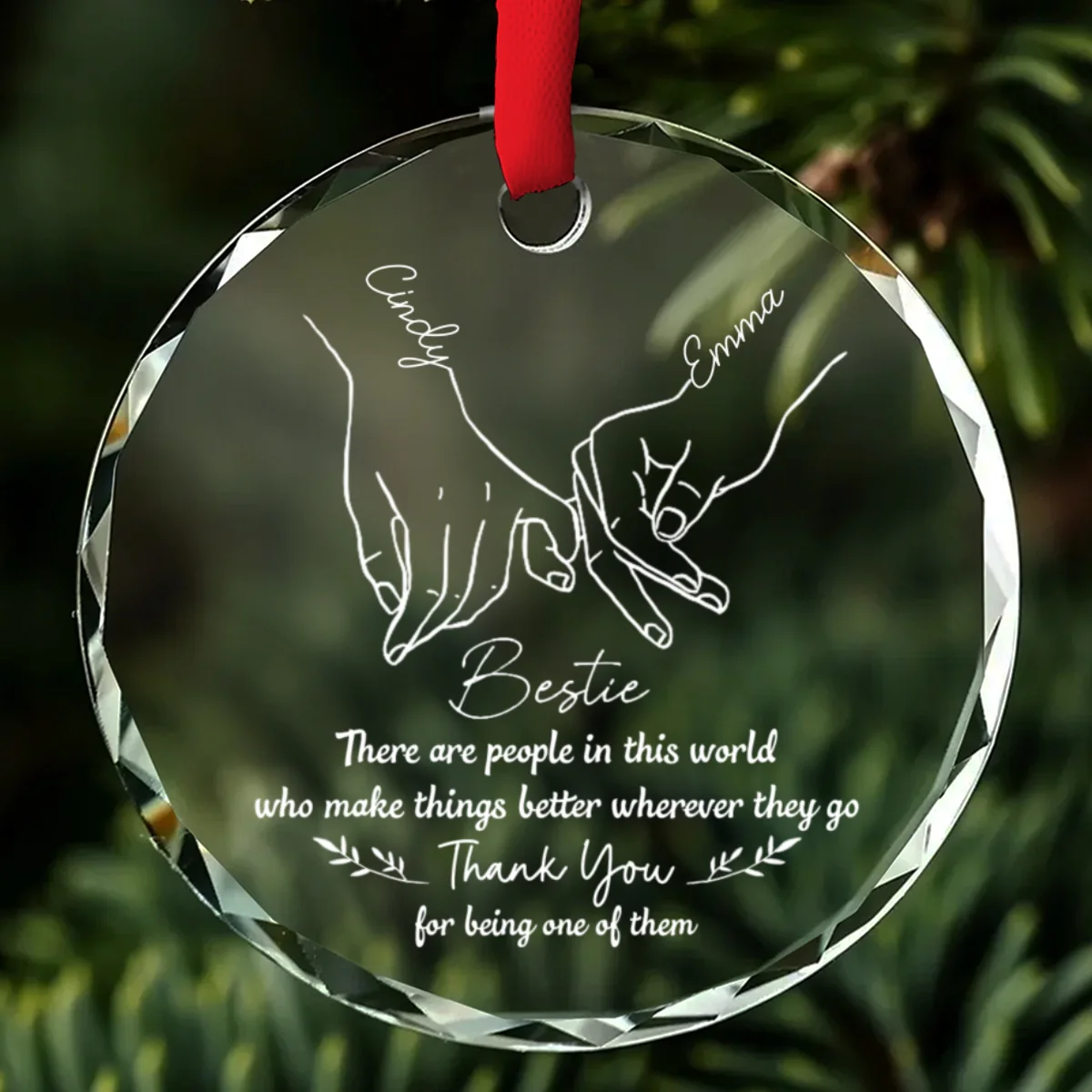 True Friends Are Great Riches - Personalized Custom Glass Ornament - Image 6