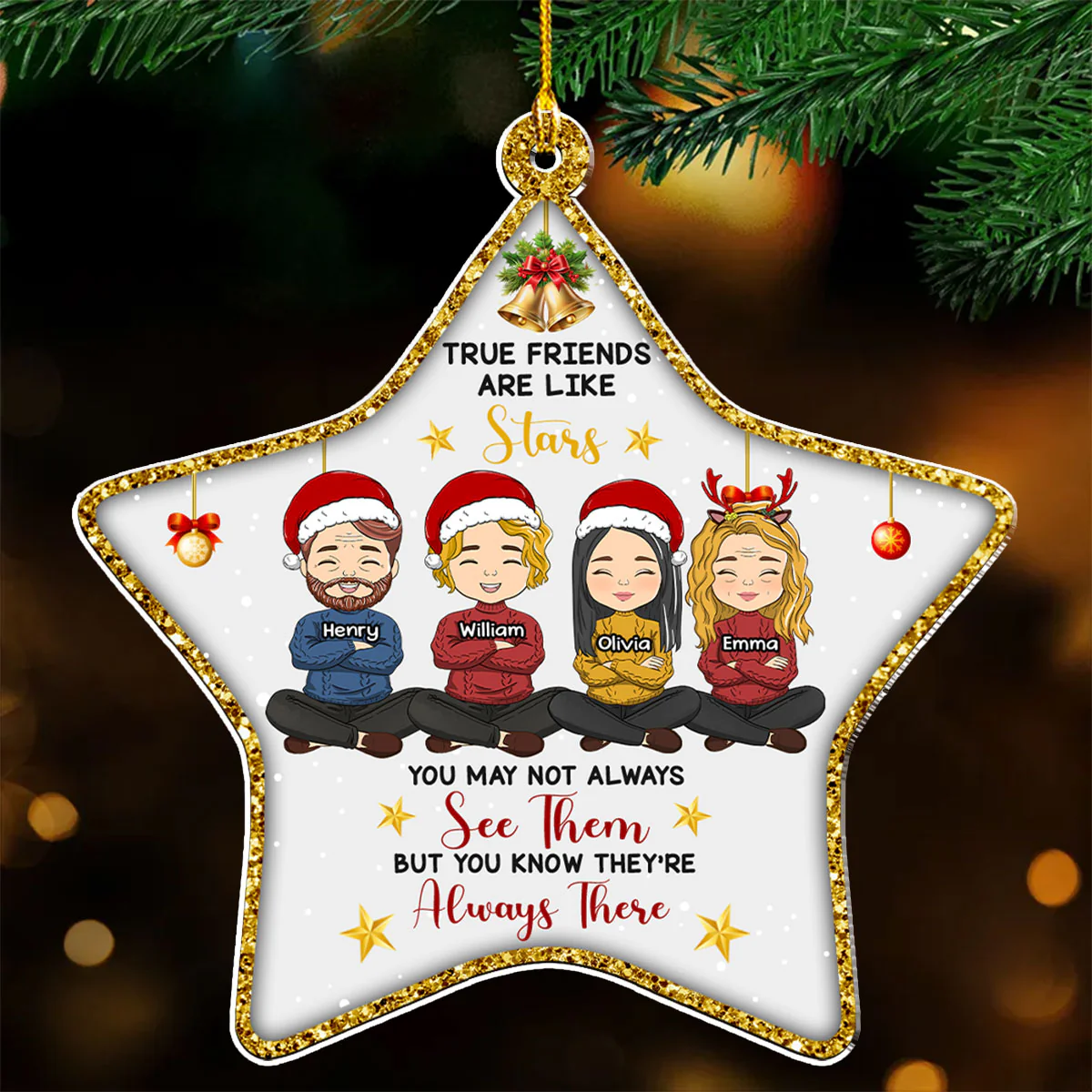 True Friends Are Like Stars - Personalized Custom Acrylic Ornament - Image 4