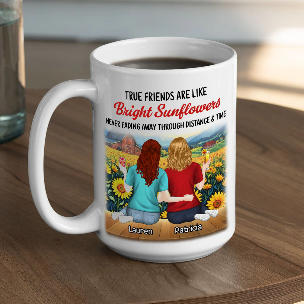True Friends Are Like Sunflowers - Personalized Custom Coffee Mug - Image 3