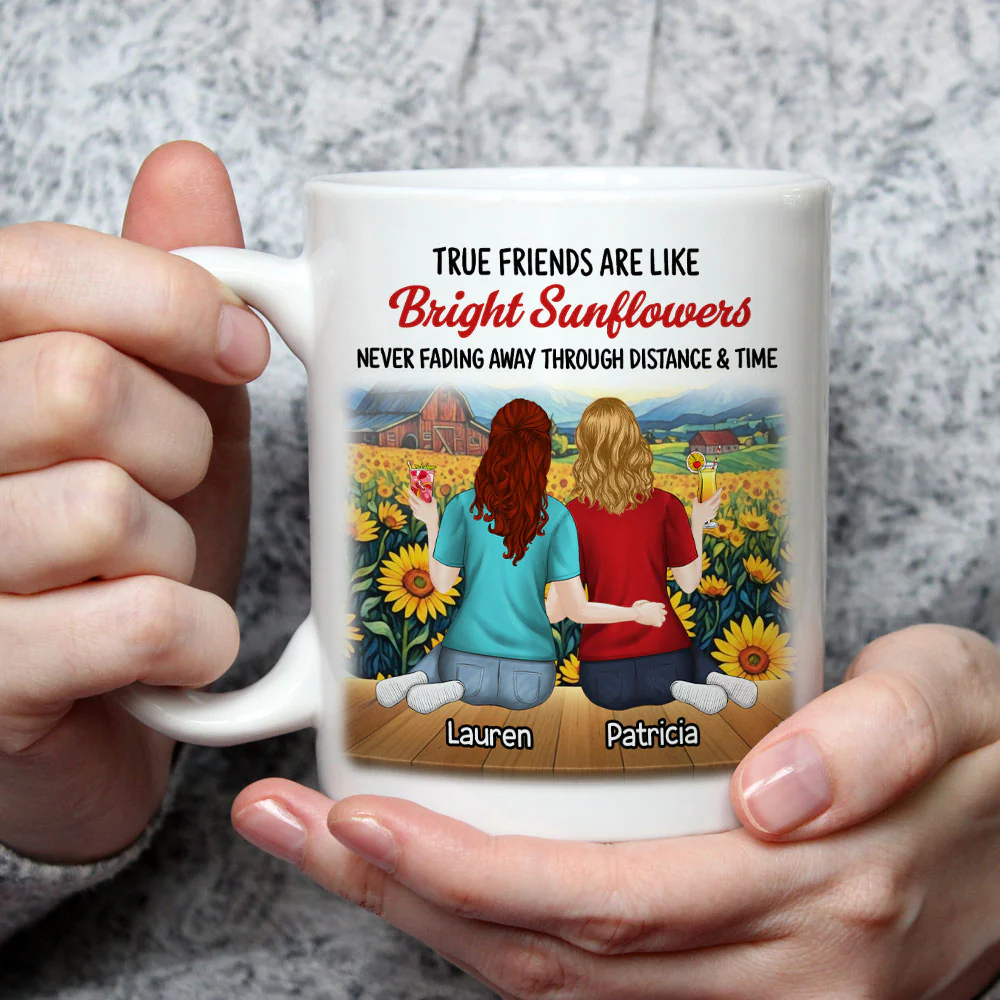 True Friends Are Like Sunflowers - Personalized Custom Coffee Mug - Image 4