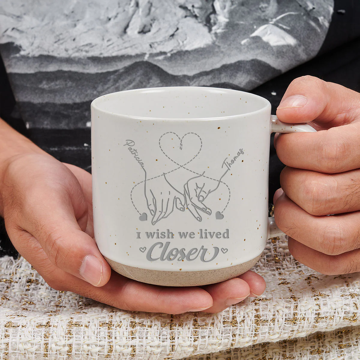 True Friendship Knows No Distance - Personalized Custom Engraved Pottery Mug - Image 3