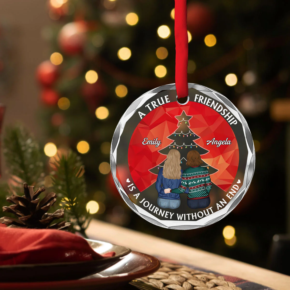 True Friendship - Personalized Custom Glass Ornament - Image 2