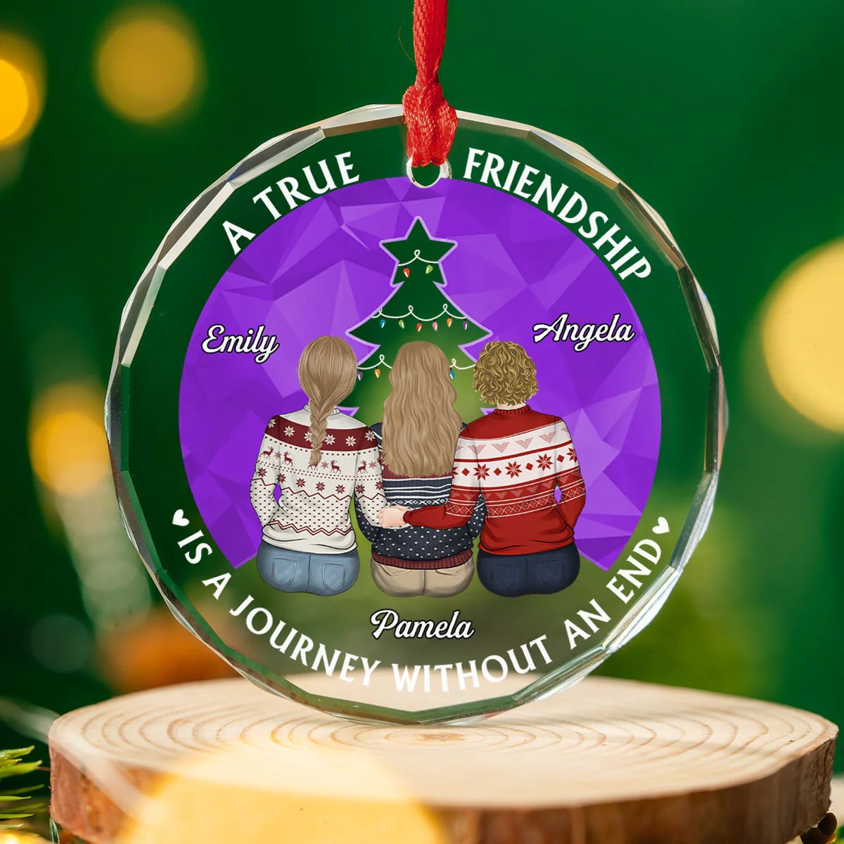 True Friendship - Personalized Custom Glass Ornament - Image 3