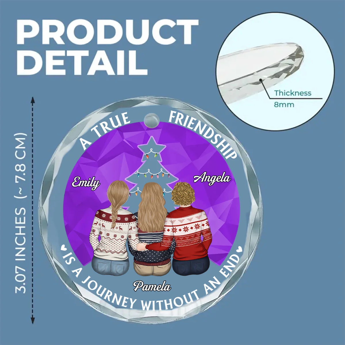 True Friendship - Personalized Custom Glass Ornament - Image 5