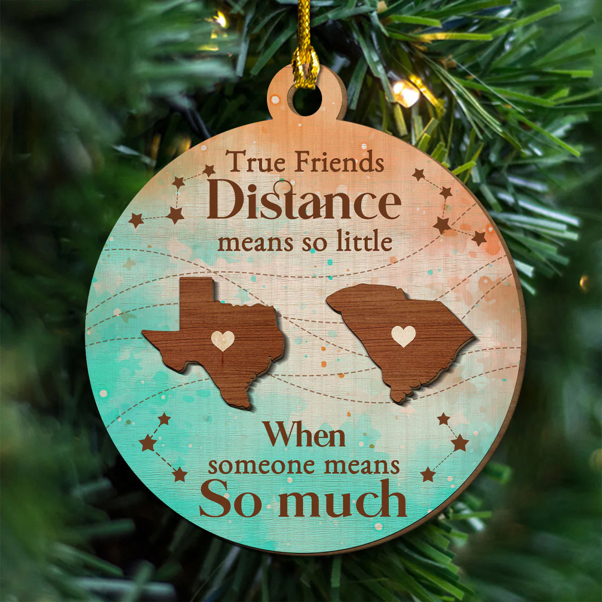 True Friendship Resists Time - Personalized Custom Freeshape 2-Layered Wood Ornament - Image 3