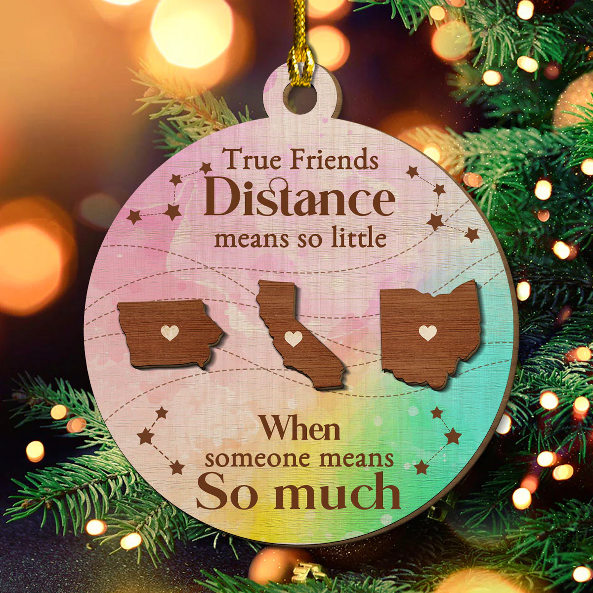 True Friendship Resists Time - Personalized Custom Freeshape 2-Layered Wood Ornament - Image 4