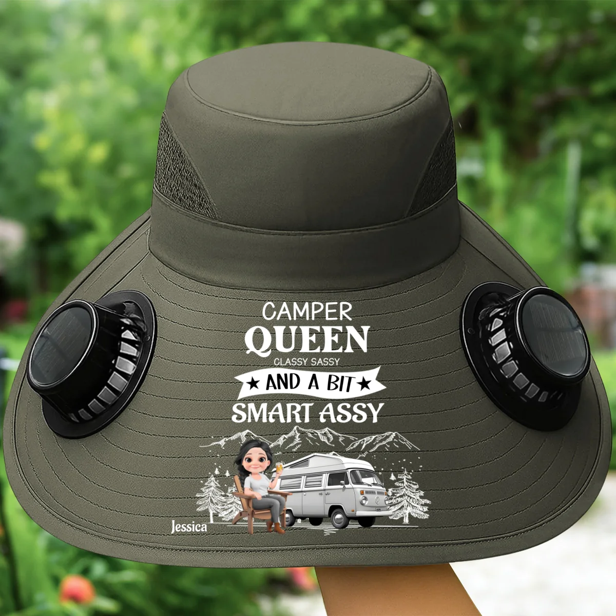 Truly A Queen Of Campers - Personalized Custom Solar Fan Hat - Image 10
