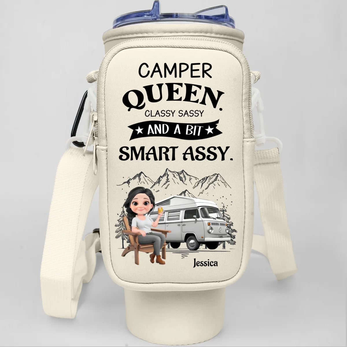 Truly A Queen Of Campers - Personalized Custom Water Bottle Carrier Bag - Image 15