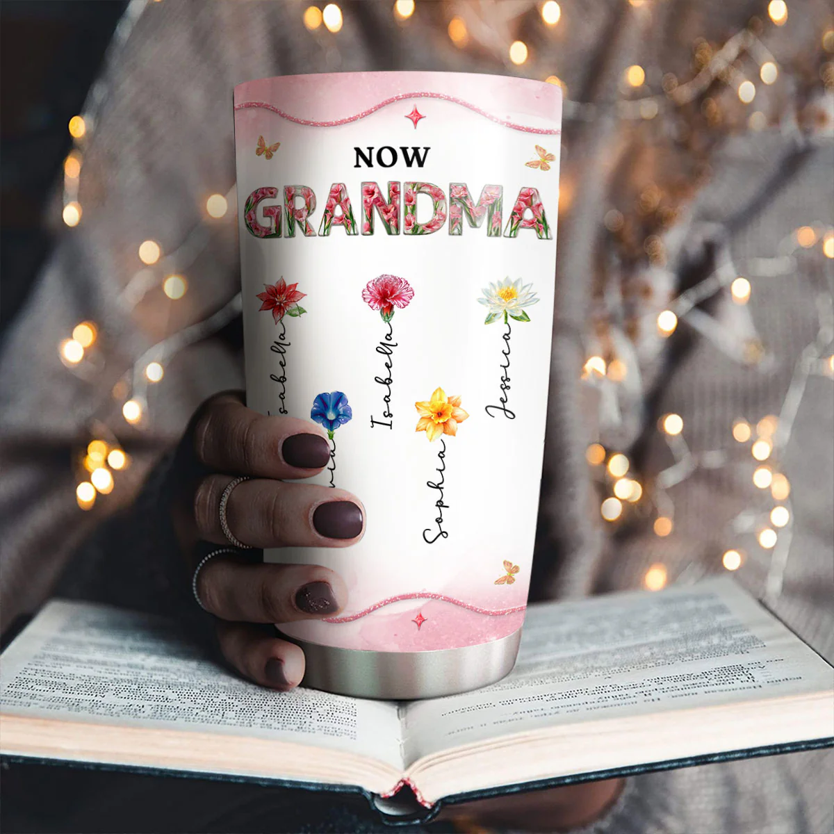 Blessed To Be Mom Grandma - Personalized Custom Tumbler - Image 3