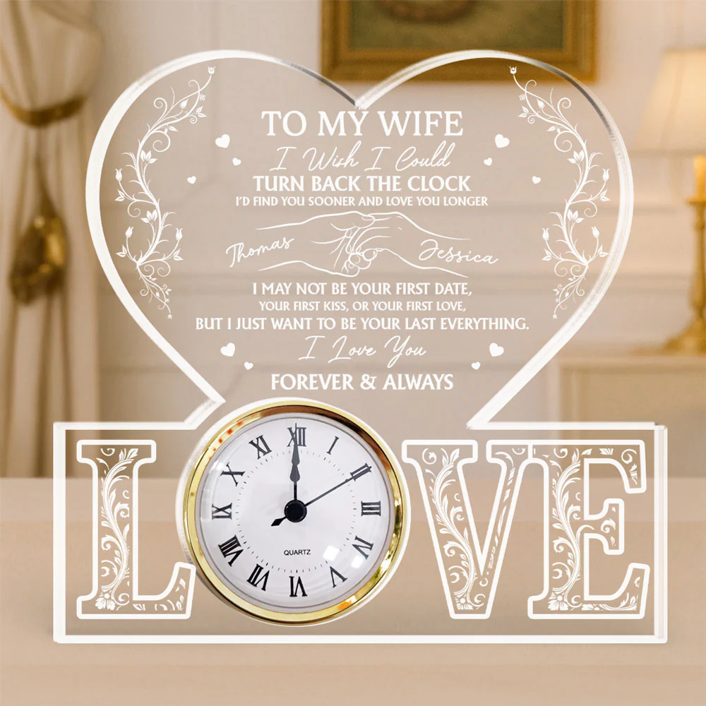 Turn Back The Clock - Personalized Custom Acrylic Desk Clock Plaque - Image 2