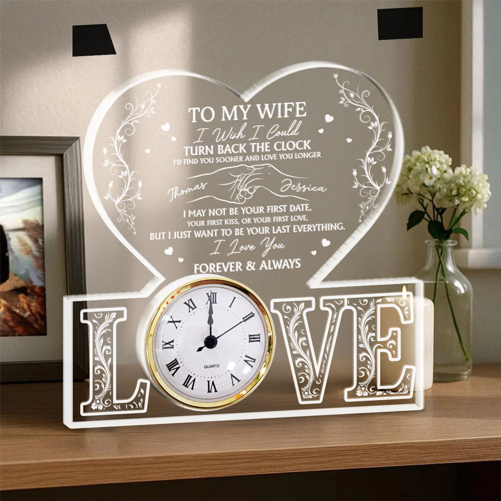 Turn Back The Clock - Personalized Custom Acrylic Desk Clock Plaque - Image 3
