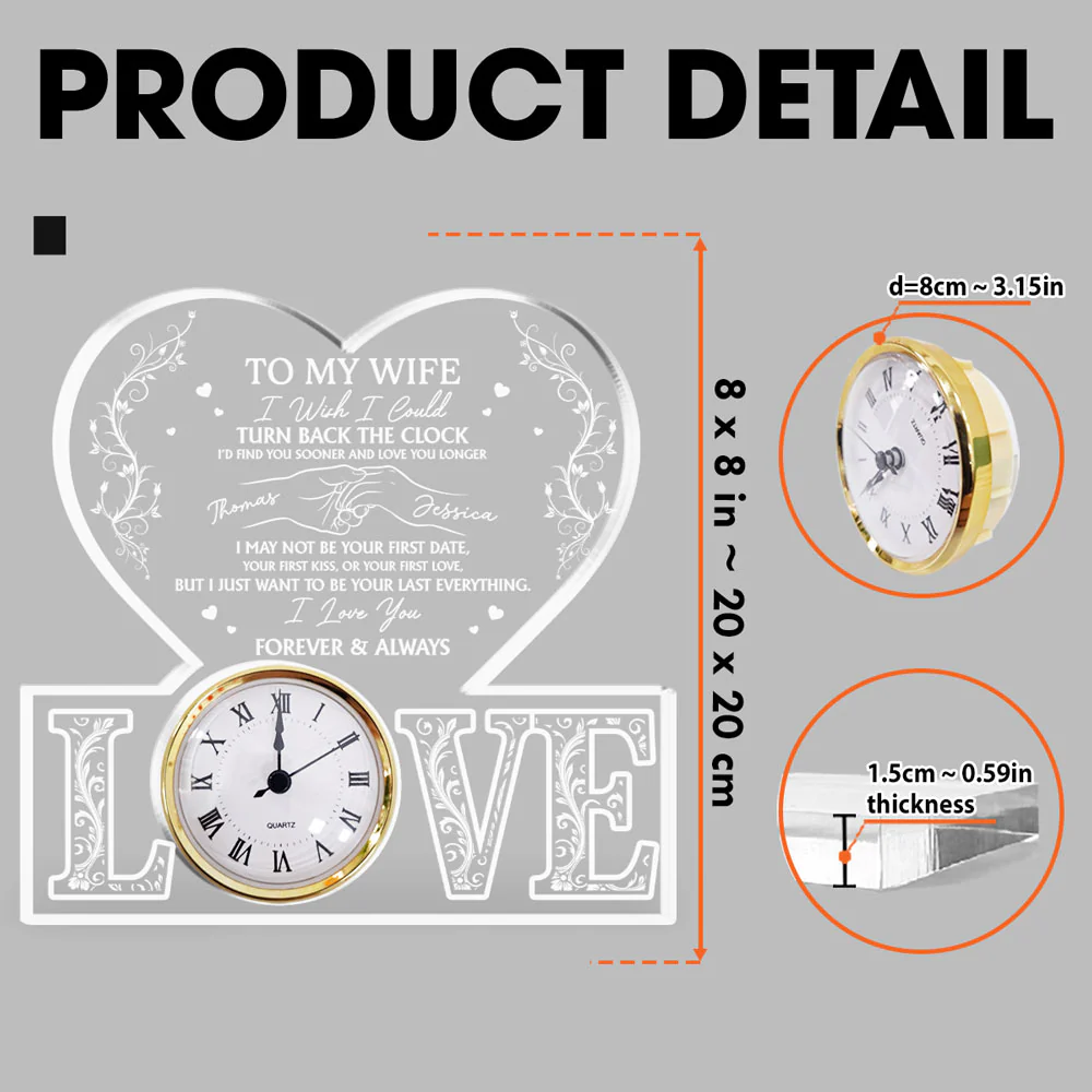 Turn Back The Clock - Personalized Custom Acrylic Desk Clock Plaque - Image 6