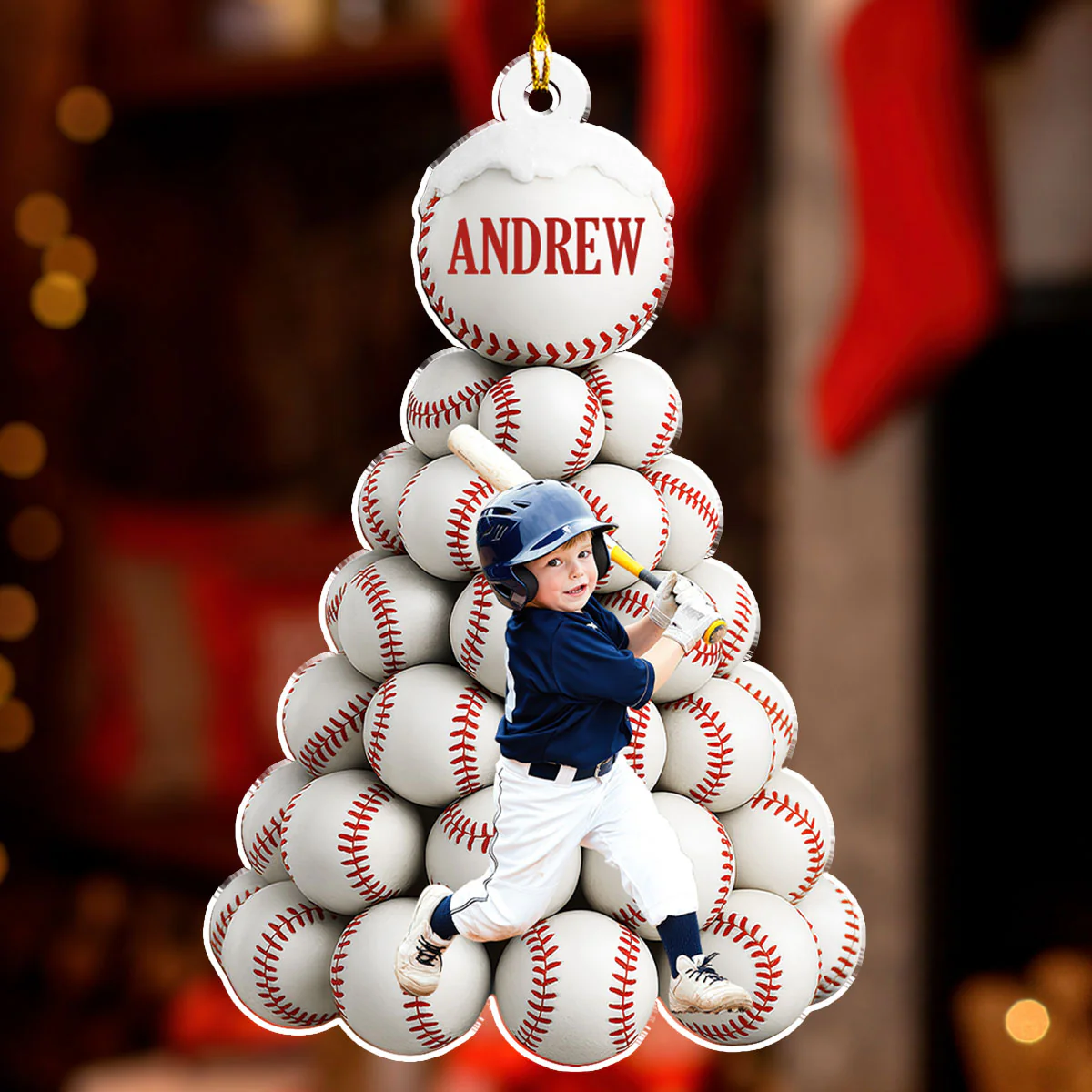 Twinkle Baseball Pinetree - Personalized Custom Acrylic Ornament - Image 2