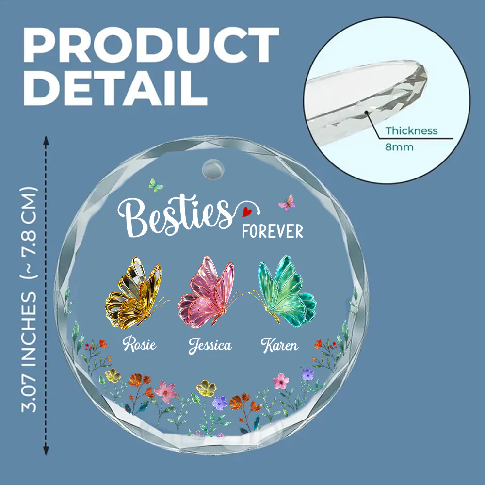 Twinkling Butterflies - Personalized Custom Glass Ornament - Image 5