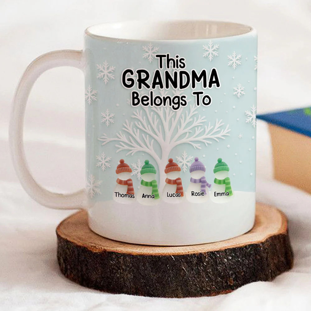 Two Generations One Heart Sea Glass - Personalized Custom 3D Inflated Effect Mug - Image 4