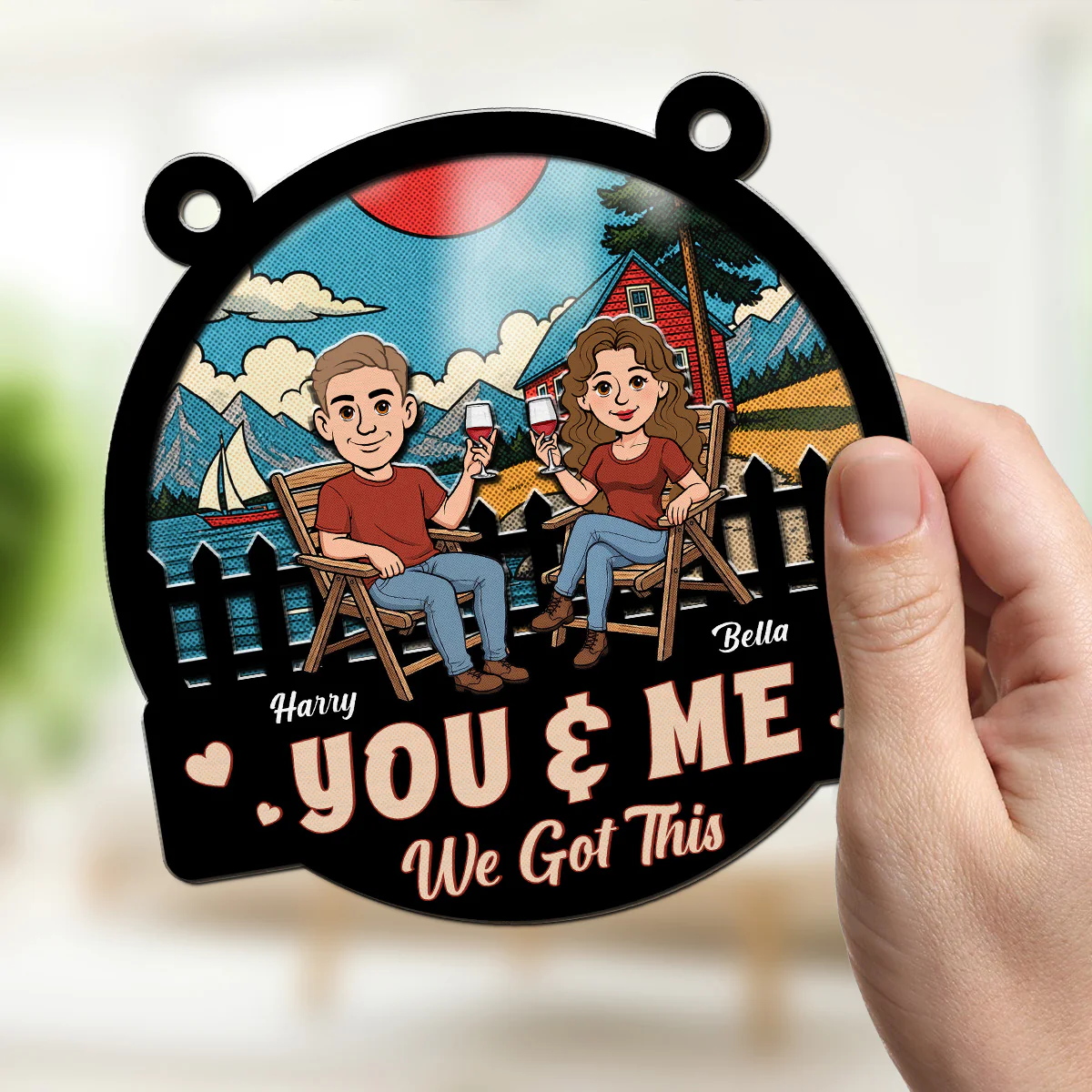 Two Hearts One Journey - Personalized Custom Suncatcher - Image 2