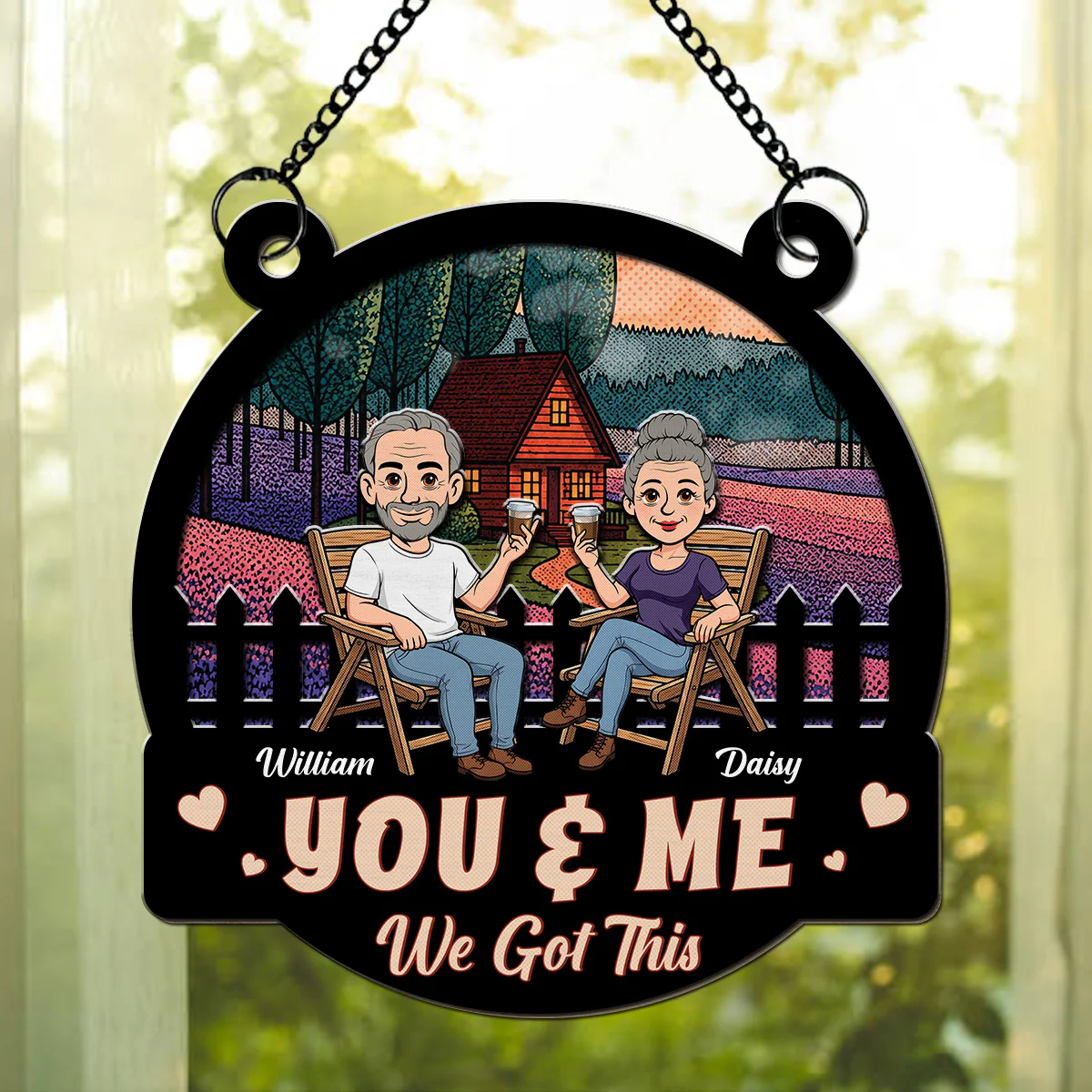 Two Hearts One Journey - Personalized Custom Suncatcher - Image 3