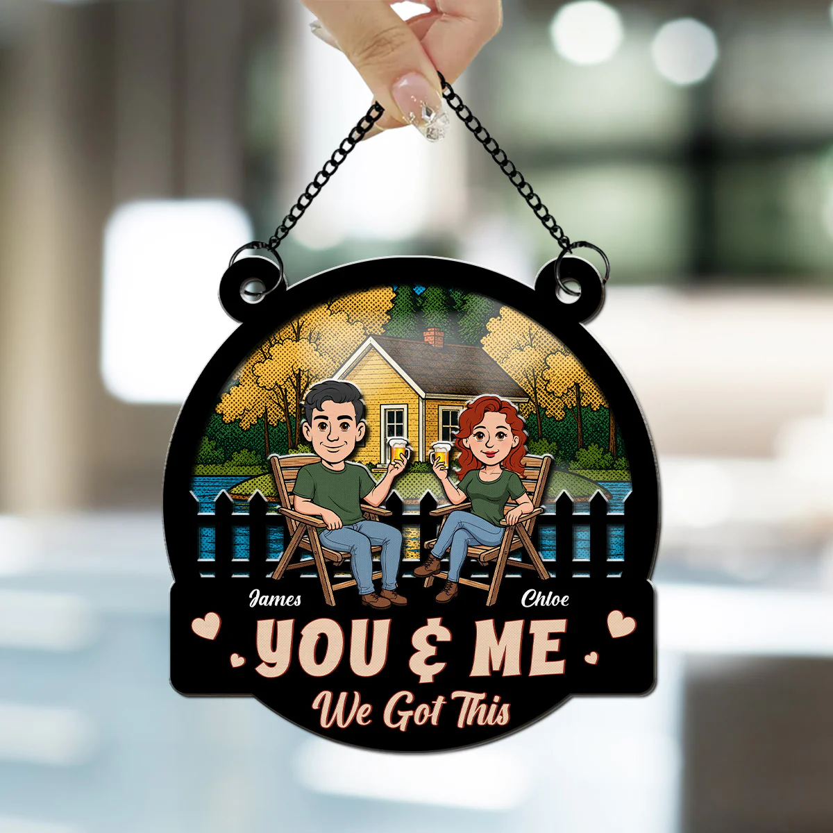Two Hearts One Journey - Personalized Custom Suncatcher - Image 4
