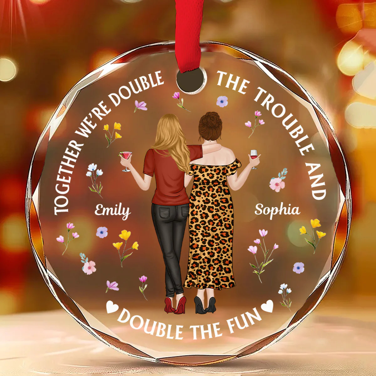 Two Souls One Crazy Journey  - Personalized Custom Glass Ornament - Image 2