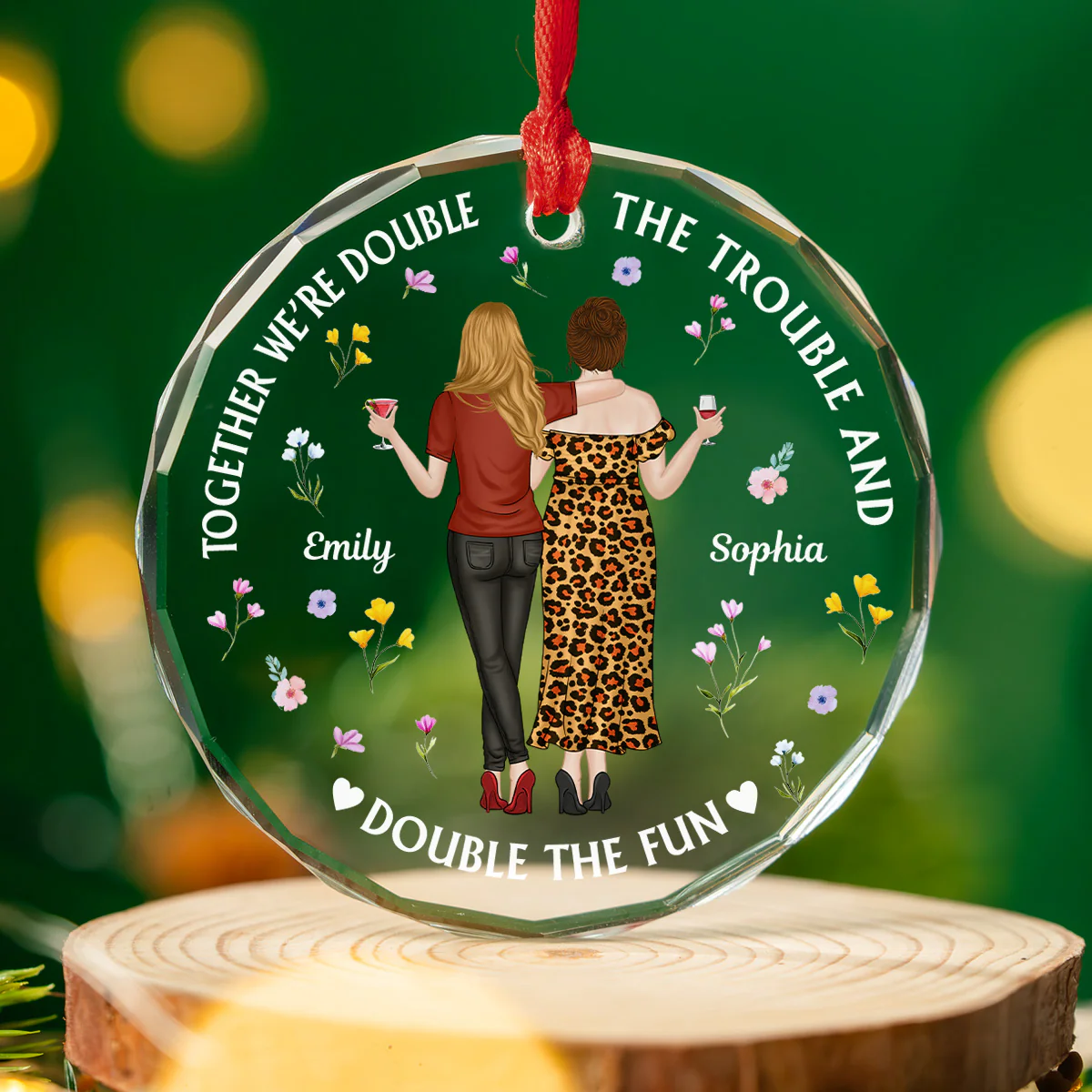 Two Souls One Crazy Journey  - Personalized Custom Glass Ornament - Image 3