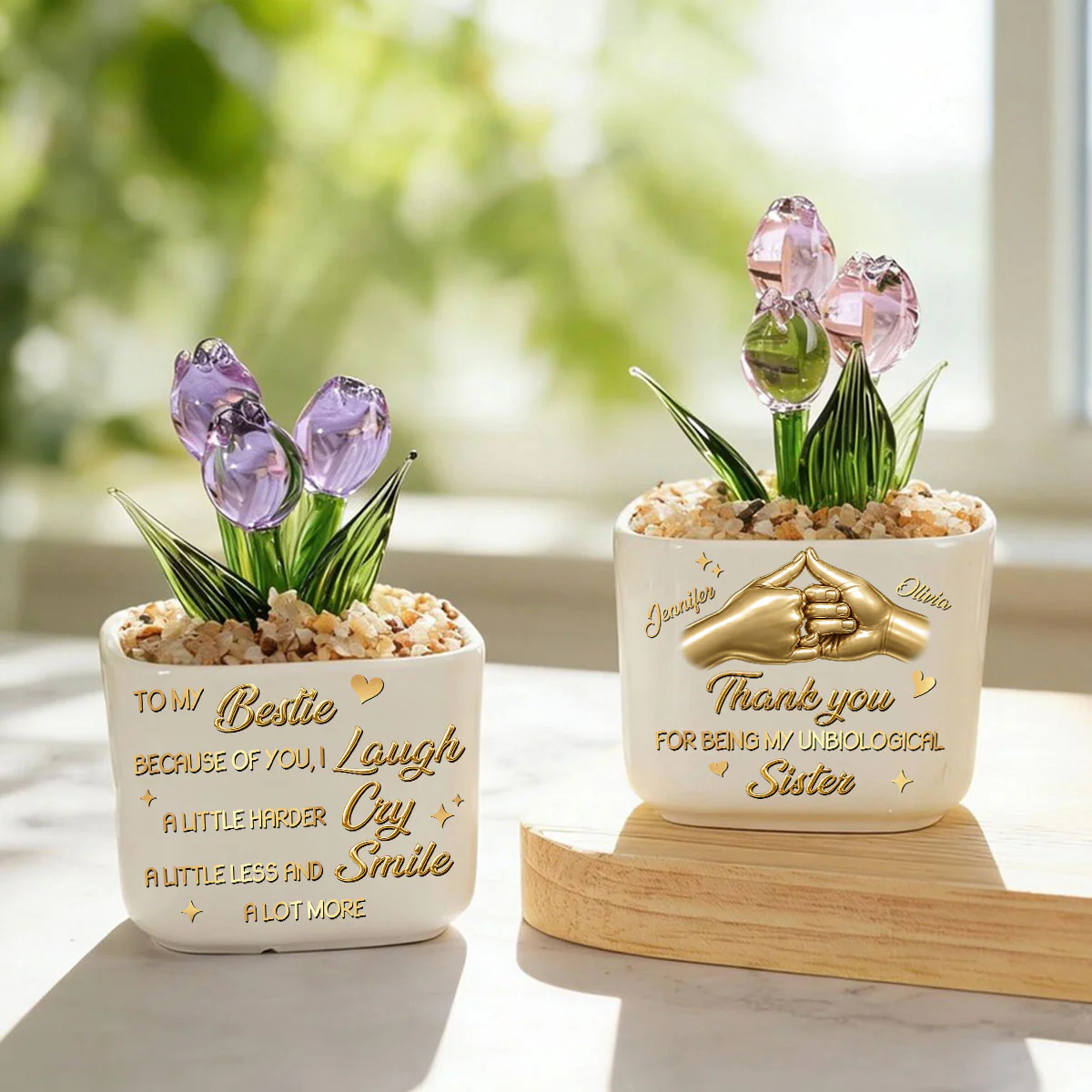 Unbiologica Sister - Personalized Custom Glass Everlasting Tulips - Image 3