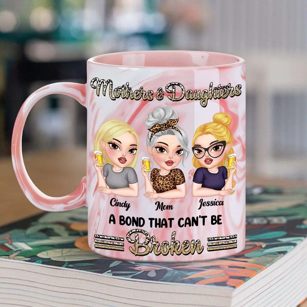 Unbreakable Bond - Personalized Custom Pink Marble Mug - Image 2