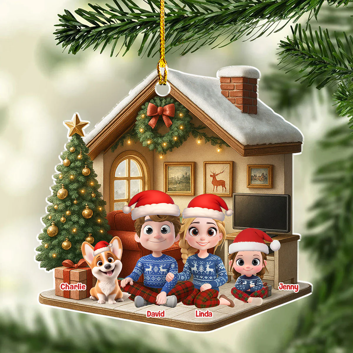 Under A Happy Roof - Personalized Custom 3D Effect Acrylic Ornament - Image 3