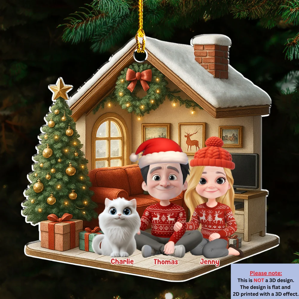 Under One Roof With Cats - Personalized Custom 3D Effect Acrylic Ornament - Image 6