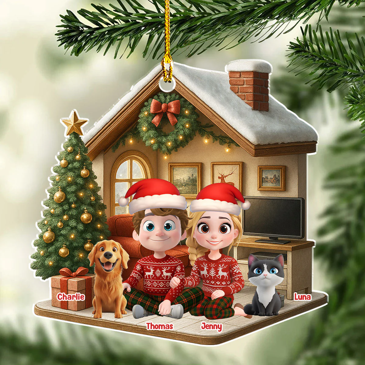 Under One Roof With Them - Personalized Custom 3D Effect Acrylic Ornament - Image 2