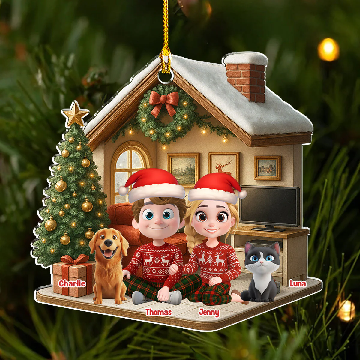 Under One Roof With Them - Personalized Custom 3D Effect Acrylic Ornament - Image 4
