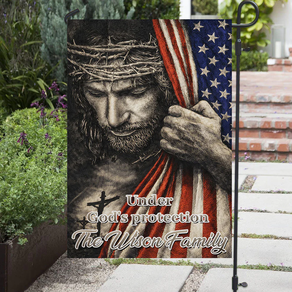 Under Protection Of God - Personalized 3D Effect Custom Flag - Image 2