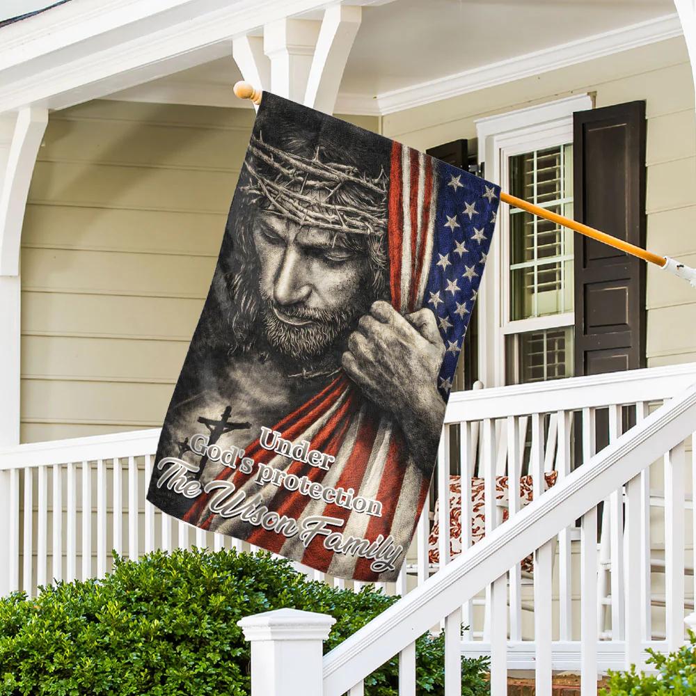 Under Protection Of God - Personalized 3D Effect Custom Flag - Image 3