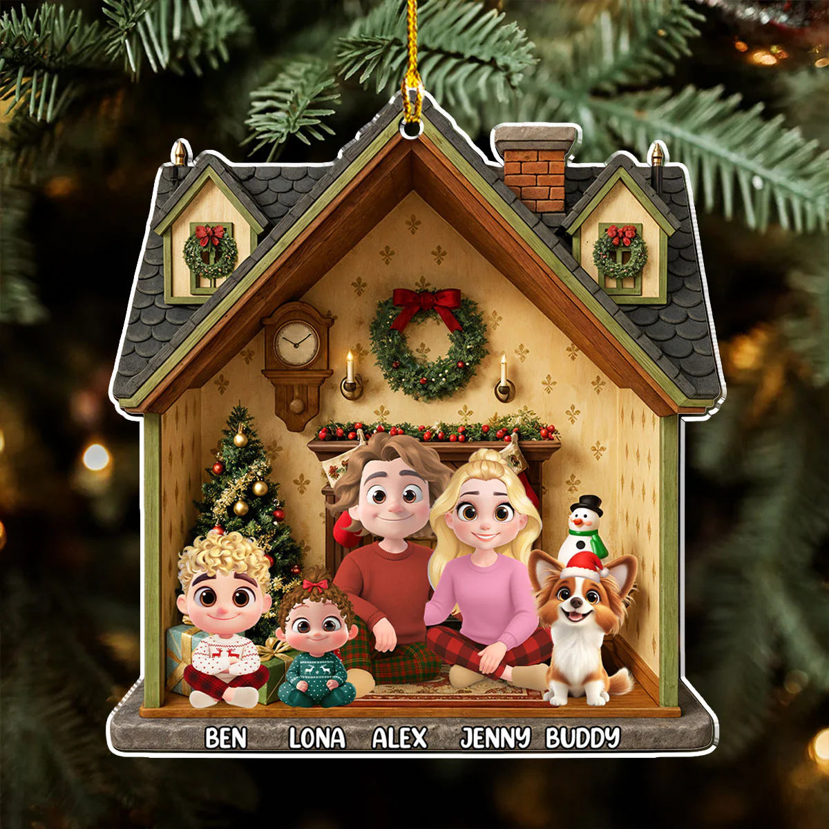 Under The Chimney - Personalized Custom 3D Effect Acrylic Ornament - Image 4