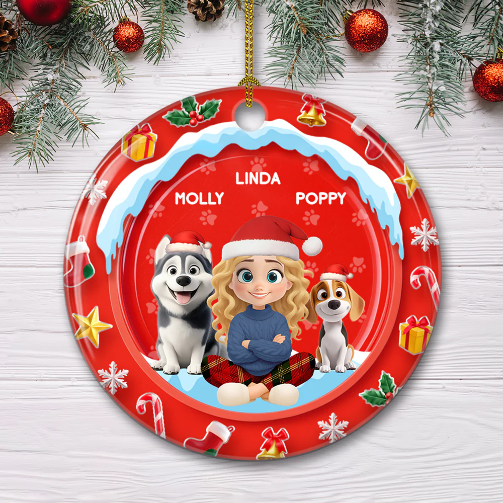 Under The Mistletoe - Personalized Custom 3D Effect Ceramic Ornament - Image 2