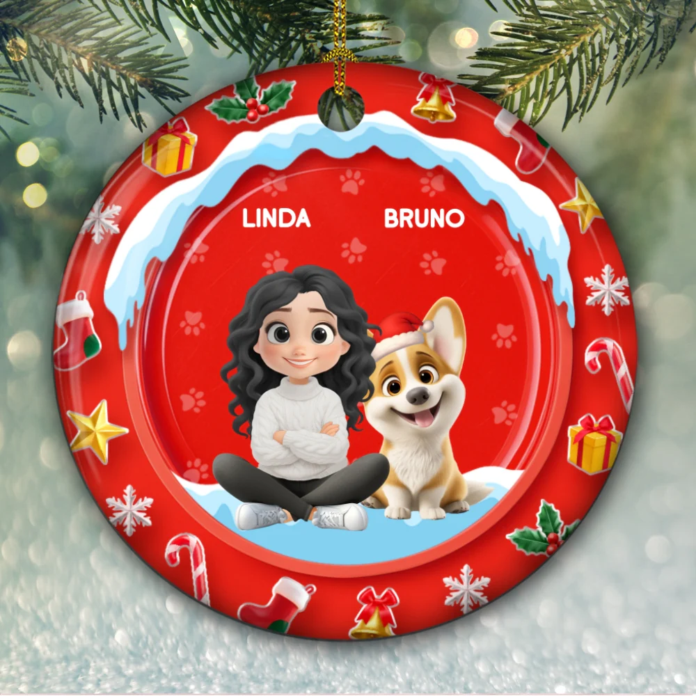 Under The Mistletoe - Personalized Custom 3D Effect Ceramic Ornament - Image 6