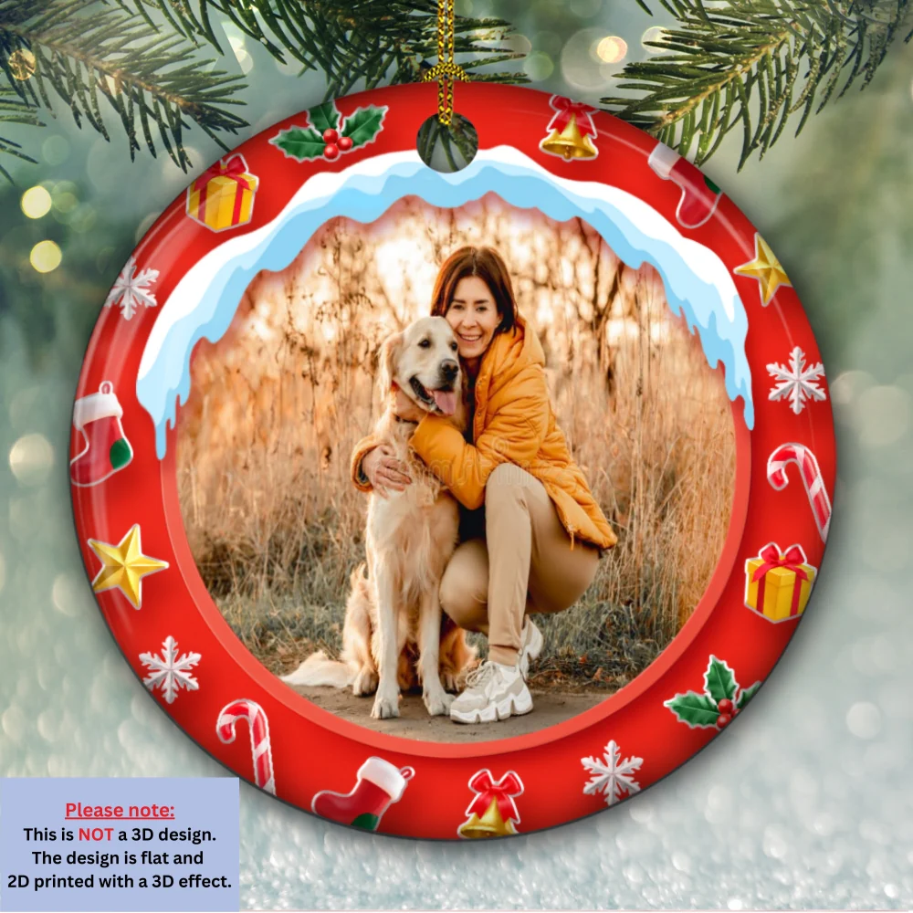 Under The Mistletoe Photo - Personalized Custom 3D Effect Ceramic Ornament - Image 5