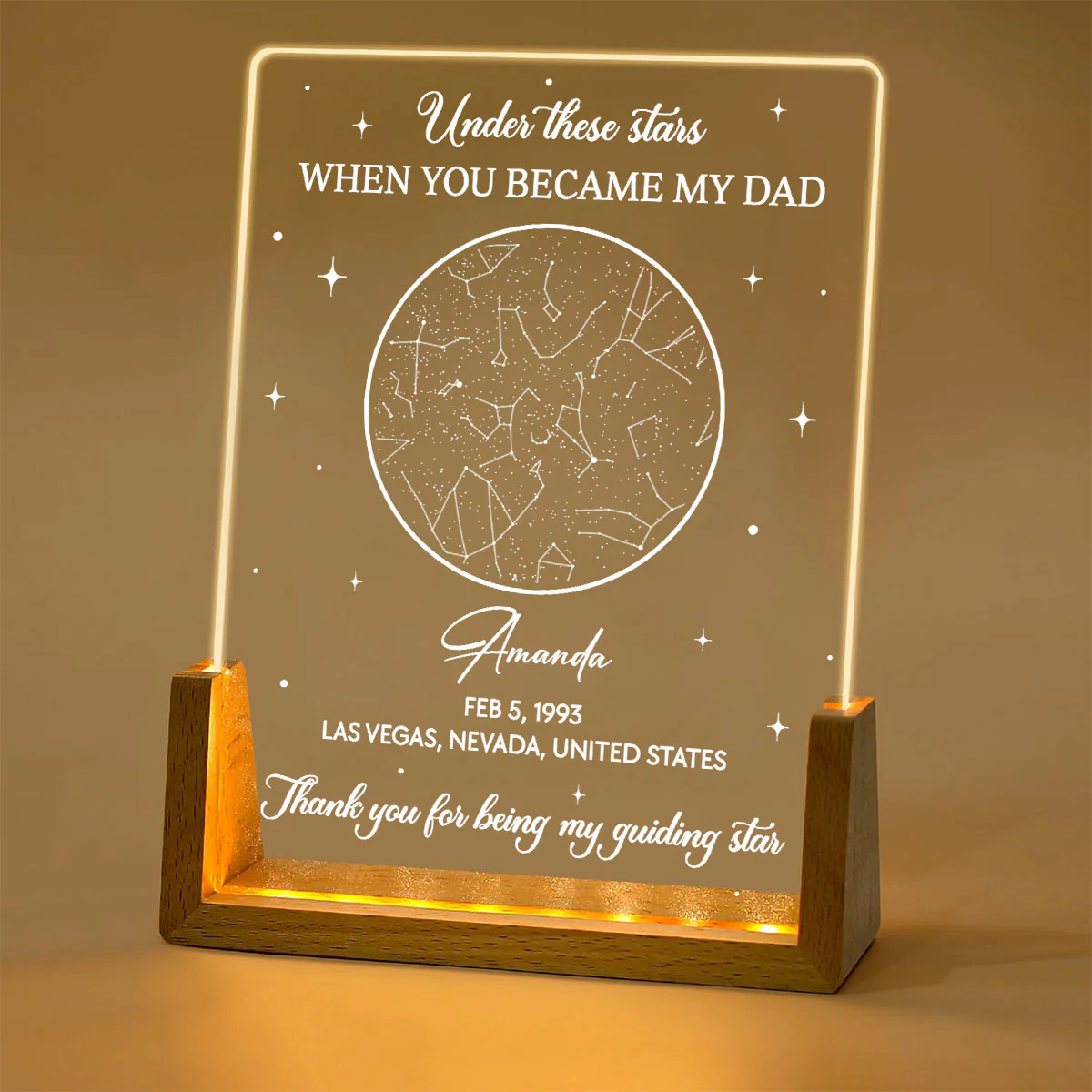 Under These Stars - Personalized Custom Plaque With Walnut Base