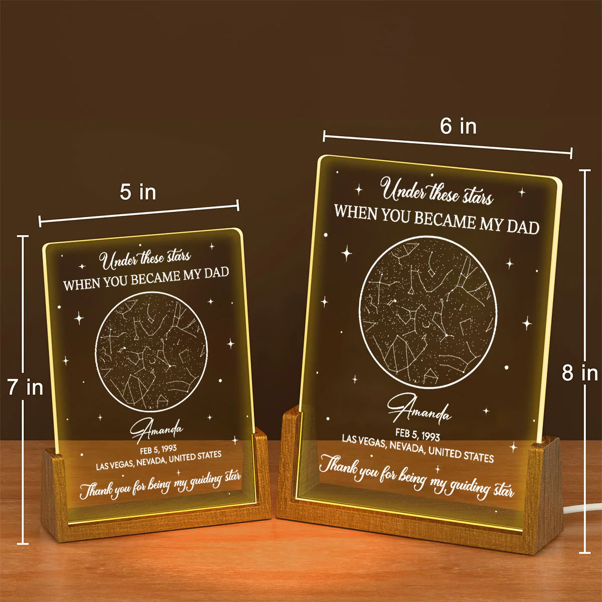 Under These Stars - Personalized Custom Plaque With Walnut Base - Image 4